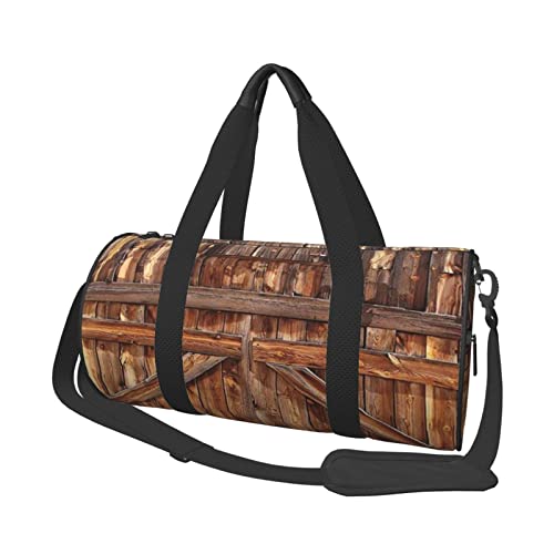 OPSREY Reisetasche mit Gänseblümchen-Motiv, großes Fassungsvermögen, runde Handtasche, Sport-Reisetasche, Scheunentür, Einheitsgröße von OPSREY