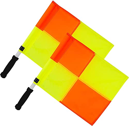 Optimum Schiedsrichterfahne mit Tragetasche - Hochsichtbar, langlebig und zuverlässig - Unverzichtbares Zubehör für Schiedsrichter - Packung mit 2 Stück, Gelb/Orange von OPTIMUM