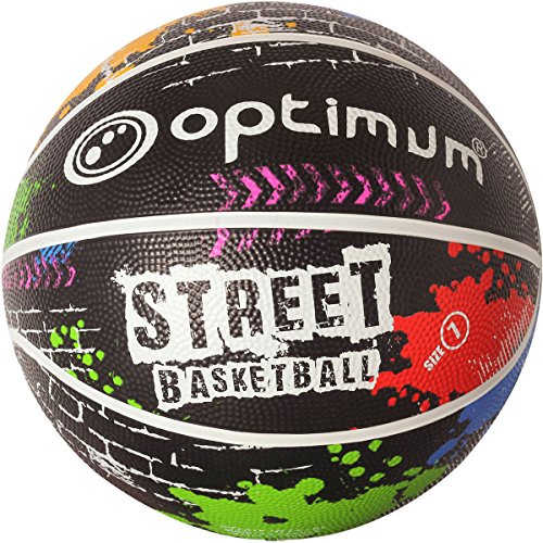 OPTIMUM Straßenbasketball - Perfekt für drinnen und draußen, Training und Wettbewerb. Für Kinder und Erwachsene, hergestellt aus koreanischem Gummi. Größe 7 von OPTIMUM