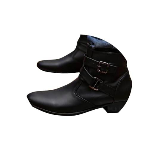 ORANDESIGNE Biker Boots Herren Cowboystiefel Männer Stiefeletten Reißverschluss Cowboy Boots Full Zip Western Boots A Schwarz 01 45 EU von ORANDESIGNE