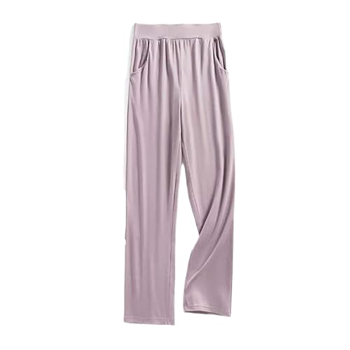 ORDOBO Damen Pyjamahose - Baumwolle Bequem Atmungsaktiv Übergröße Homewear Frühling Sommer Koreanischer Stil Hohe Taille Einfarbige Hose Kleidung Lila XXL von ORDOBO