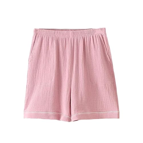 ORDOBO Damen Pyjamahose - Baumwolle Mit Tasche Einfarbig Sommer Lockere Nachtwäsche Große Größe Elastische Taille Hohe Taille Koreanischer Stil Loungewear Rosa L von ORDOBO