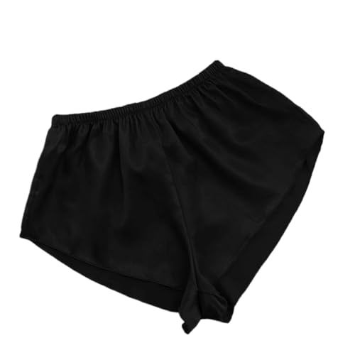 ORDOBO Damen Pyjamahose - Einfache Koreanische Art-Elastische Taillen-Unterwäsche-Sommer-Weicher Satin-Dünner Loser Nahtloser Weites Bein-Pyjama-Hosen-Hauskleidung Schwarz XL von ORDOBO