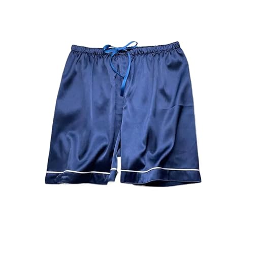 ORDOBO Damen Pyjamahose - Einfarbig Patchwork Lockere Sommer Satin Elastische Taille Hohe Taille Homewear Große Größe Weiche Leichte Nachtwäsche,Blau,M von ORDOBO
