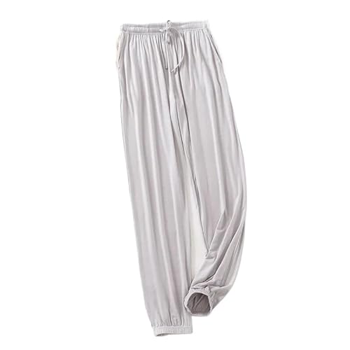 ORDOBO Damen Pyjamahose - Große Koreanische Hose Mit Weitem Bein Weiche Atmungsaktive Nachtwäsche Mit Kordelzug Einfarbig Hohe Taille Homewear Grau L von ORDOBO