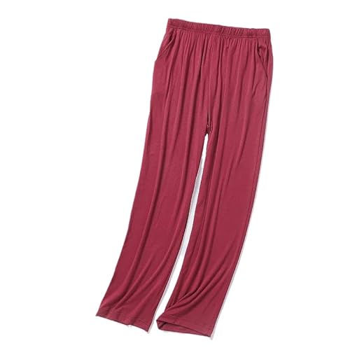ORDOBO Damen Pyjamahose - Klassische Baumwolle Lässig Einfarbig Hohe Taille Nachtwäsche Koreanischer Stil Frühling Sommer Große Größe Mit Taschen-Nachtwäsche Rot XL von ORDOBO