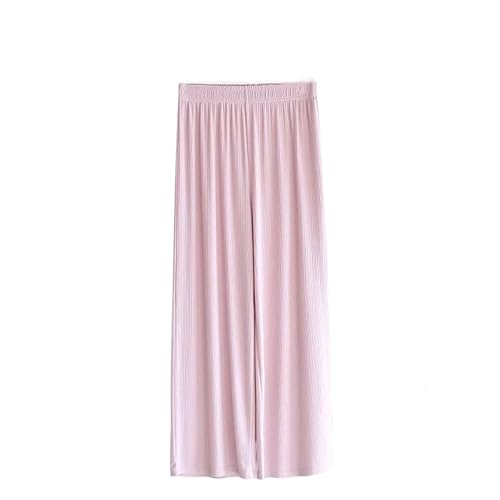 ORDOBO Damen Pyjamahose - Lässige Einfarbige Atmungsaktive Bequeme Kleidung Mit Hoher Taille Koreanischer Stil Frühling Und Sommer Große Hose Mit Weitem Bein Pink XL von ORDOBO
