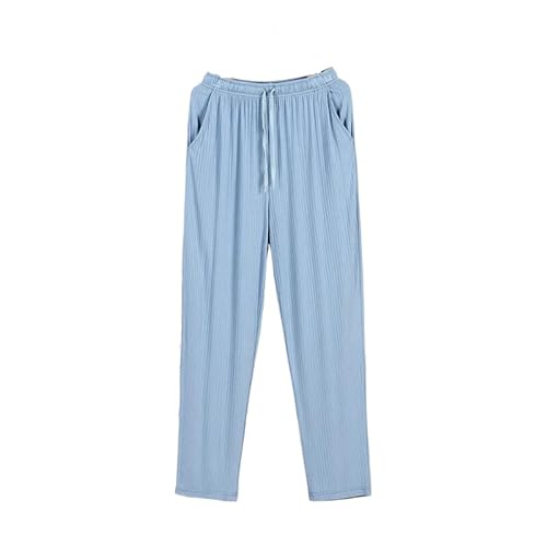 ORDOBO Damen Pyjamahose - Plus Size Mit Tasche Weiche Baumwolle Bequem Atmungsaktiv Nachtwäsche Koreanischer Stil Einfarbig Hohe Taille Homewear Blau 1 XXL von ORDOBO