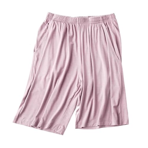 ORDOBO Damen Pyjamahose - Pyjamahose Für Den Sommer Einfarbig Elastische Taille Hohe Taille Große Größe Lässig Mit Tasche Koreanischer Stil Nachtwäsche Kleidung Rosa 3XL von ORDOBO