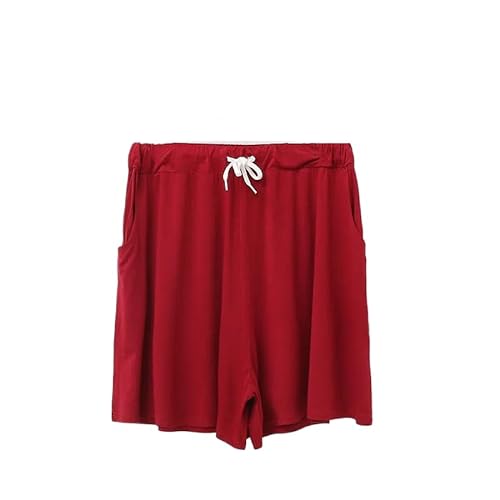 ORDOBO Damen Pyjamahose - Weiche Baumwolle Lässig Groß Mit Tasche Kordelzug Homewear Koreanischer Stil Einfarbig Sommer Weites Bein Pyjamahose Rot XL von ORDOBO