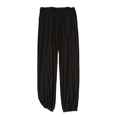 ORDOBO Damen Pyjamahose - Weiche Leichte Bequeme Homewear Aus Baumwolle Große Größe Koreanischer Stil Frühling Sommer Einfarbig Mit Taschen Kleidung Schwarz L von ORDOBO