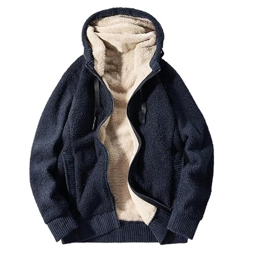 ORDOBO Herren Fleecejacke - Herren-Winterjacke, Warm, Mit Kapuze, Dick, L-8Xl, Übergröße, Strickjacke, Oberteil, Outdoor, Warme Streetwear, Langärmelige Kleidung, Grau, 8XL von ORDOBO