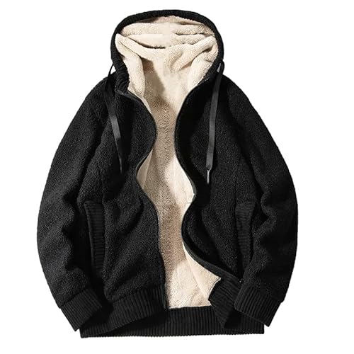 ORDOBO Herren Fleecejacke - Herren-Winterjacke, Warm, Mit Kapuze, Dick, L-8Xl, Übergröße, Strickjacke, Oberteil, Outdoor, Warme Streetwear, Langärmelige Kleidung, Schwarz, 8XL von ORDOBO