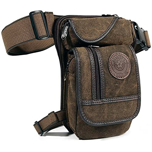 Drop-Leg-Tasche, Canvas/Nylon Drop Leg Bag Fanny Pack Gürtel Hüfttasche Po Reise Motorrad Männer Fahrer Off Roading Oberschenkel Taille Taschen Drop Leg Bag(Coffee) von ORICALCHASM