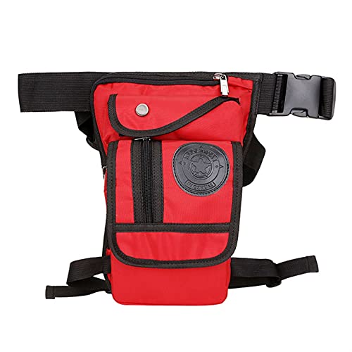 Drop-Leg-Tasche, Canvas/Nylon Drop Leg Bag Fanny Pack Gürtel Hüfttasche Po Reise Motorrad Männer Fahrer Off Roading Oberschenkel Taille Taschen Drop Leg Bag(Red) von ORICALCHASM