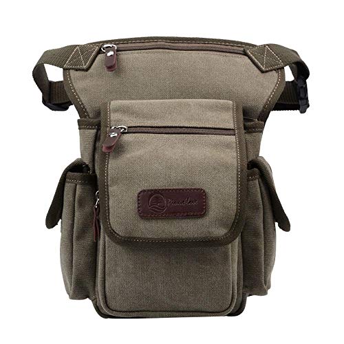 Drop-Leg-Tasche, Herren Canvas Taille Drop Beintasche Messenger Schulter Gürteltasche Cross Body Oberschenkel Hüftgürtel for Reisen Motorradfahren Drop Beintasche(Green) von ORICALCHASM