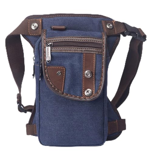 Drop-Leg-Tasche, Männer Canvas/wasserdichtes Nylon Drop Hip Belt Beintasche for Motorradfahrer Messenger Cross Body Bum Oberschenkel Fanny Hüfttasche Taschen(Blue) von ORICALCHASM