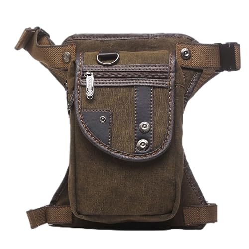 Drop-Leg-Tasche, Männer Canvas/wasserdichtes Nylon Drop Hip Belt Beintasche for Motorradfahrer Messenger Cross Body Bum Oberschenkel Fanny Hüfttasche Taschen(Coffee) von ORICALCHASM