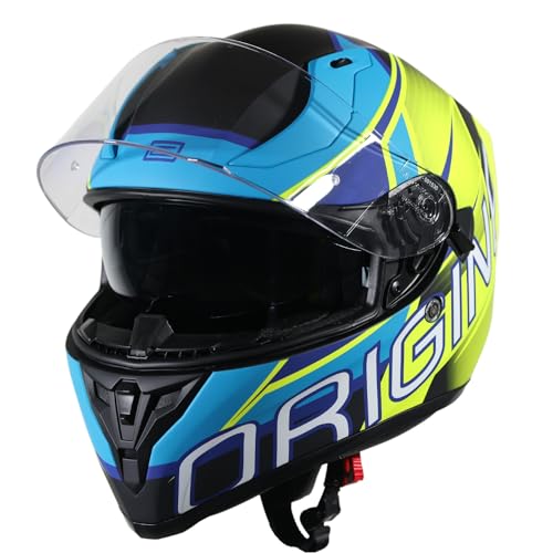 ORIGINE Integralhelm für Straßenmotorräder mit Doppelvisier, ECE2206-zugelassen (MATT MEDIUM BLEU-Noir, XL) von ORIGINE