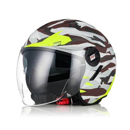 ORIGINE Motorrad-Jethelm, offener Rollerhelm mit Doppelvisier, ECE-geprüft (SWAT MATT Black,XS) von ORIGINE