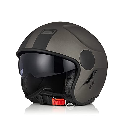 ORIGINE Motorradhelm Jethelm Rollerhelm mit Visier ECE Zertifizierung (Basic Black Titanium,XS) von ORIGINE