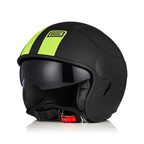 ORIGINE Motorradhelm Jethelm Rollerhelm mit Visier ECE Zertifizierung (Basic Fluo Yellow Black,M) von ORIGINE
