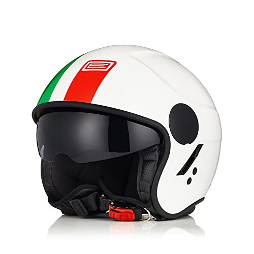 ORIGINE Motorradhelm Jethelm Rollerhelm mit Visier ECE Zertifizierung (Basic Italy White,XS) von ORIGINE