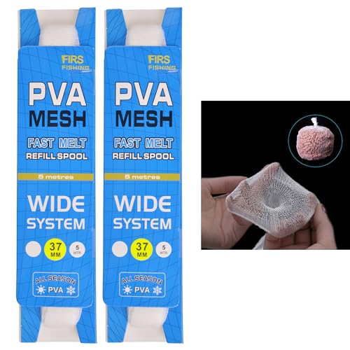 OROOTL 5M PVA Masche Karpfen Angeln Köder Netz Fast Melt PVA Mesh Bags System Refill Stocking mit Plunger für Boilie Rig Karpfenangeln Werkzeug 25mm/ 37mm verfügbar von OROOTL
