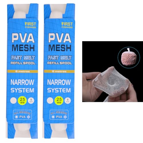 5M PVA Masche Karpfen Angeln Köder Netz Fast Melt PVA Mesh Bags System Refill Stocking mit Plunger für Boilie Rig Karpfenangeln Werkzeug 25mm/ 37mm verfügbar von OROOTL