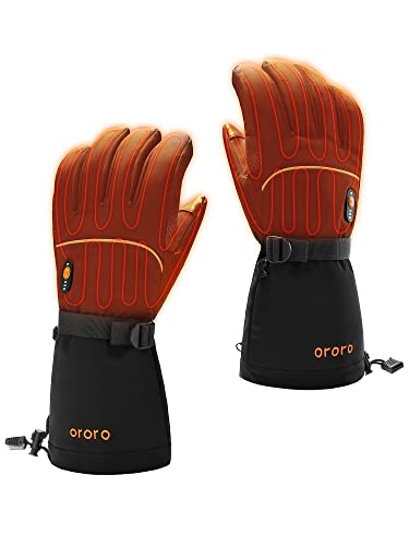 ORORO Beheizbare Handschuhe Damen Herren, Akku Beheizte Handschuhe zum Motorrad Skifahren und Wandern (Schwarz, L) von ORORO