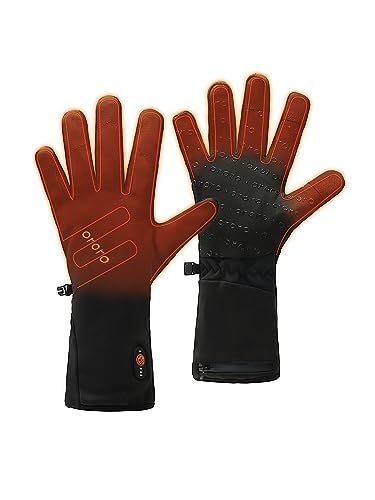 ORORO Beheizbare Handschuhe Dünn Damen Herren, Elektrische Beheizte Innenhandschuhe für Motorrad Fahrrad und Skifahren (Schwarz, L) von ORORO