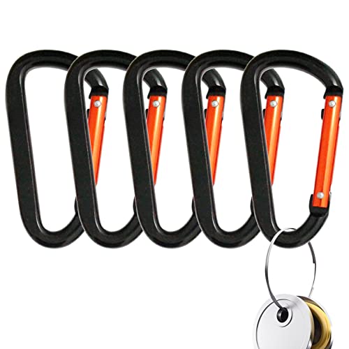 ORTUH Kletterhaken,3-Zoll-Hochleistungskarabiner für Schlüssel - 5 STÜCKE D-Ring Bergsteigerschnalle für Hängematten Camping Schlüsselanhänger Outdoor Gym von ORTUH