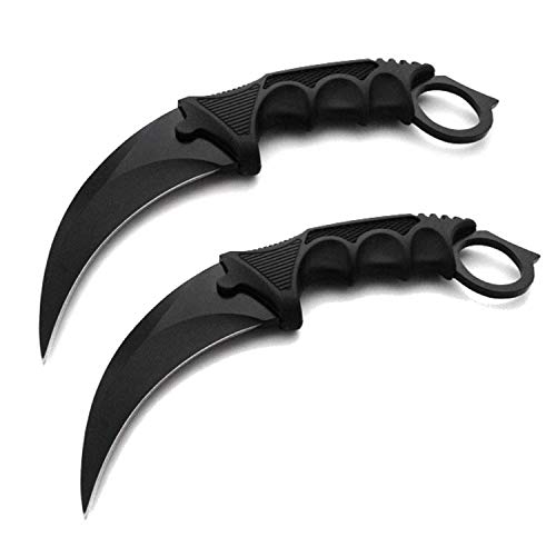 *2er-Set* 19cm Black Freehand CS-GO Counter-Strike Honshu Karambit - Real Fighter Knife - CS Strike - Tiger Tooth - Jagd - Survival - Outdoor - Pencak Silat - Kali - Messer von OS4you