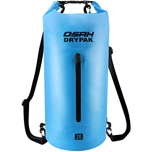 OSAH DRYPAK Dry Bag Wasserdichter Packsack wasserdichte Tasche Sack Beutel Lang Schulter Verstellbarer Schultergurt für Kajak Boot Angeln Rafting Schwimmen Wassersport Treiben (Blau, 30L) von OSAH DRYPAK