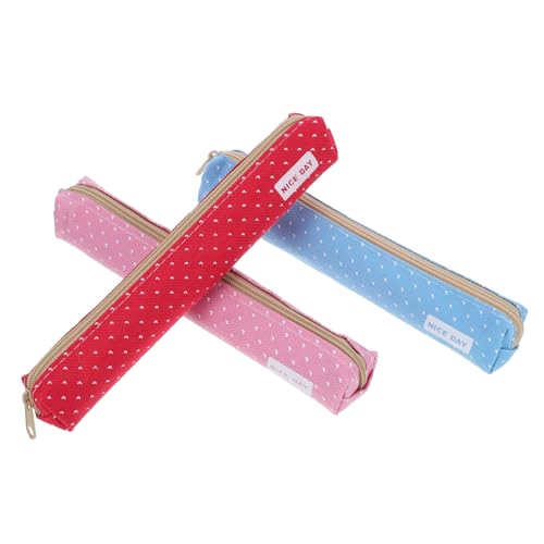 OSALADI 3 Stück Teiliges Federmäppchen aus Robustem Canvas Kleines Schmales Federmäppchen in Verspielten Candy Farben Rot Blau mit Reißverschluss Vielseitig für Schule Makeup und Alltag von OSALADI