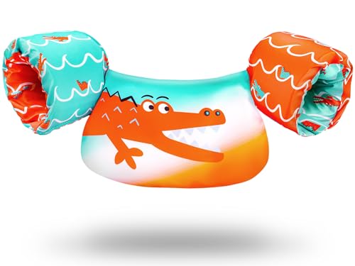 OSHYLE Kinder Schwimmflügel, Cartoon Schwimmende Badeanzug Schwimmtraining Jacke Schwimmflügel mit Sicherheitsschnalle für Jungen Mädchen (Crocodile) von OSHYLE