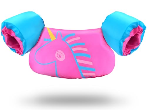 OSHYLE Kinder Schwimmflügel, Cartoon Schwimmende Badeanzug Schwimmtraining Jacke Schwimmflügel mit Sicherheitsschnalle für Jungen Mädchen (Unicorn) von OSHYLE