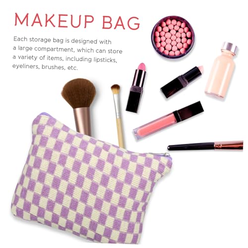 OSOLADY 2 Stück Kosmetiktasche Kariert Kleine Make up Aufbewahrungstaschen mit Reißverschluss Vielseitig für und Kosmetik Leicht Tragbar Langlebig aus Weichem Stoff von OSOLADY
