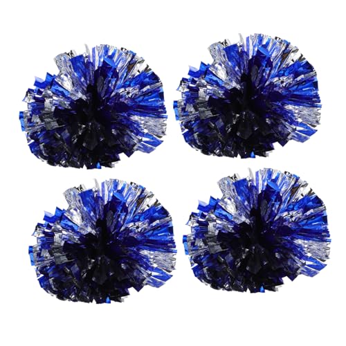 OSOLADY 4 Stück Teiliges Cheerleader Pompons aus Metallic blauem Goldfolie Leichte Hand poms für Sportveranstaltungen Tanz Fußball Basketball und Festliche Feiern von OSOLADY