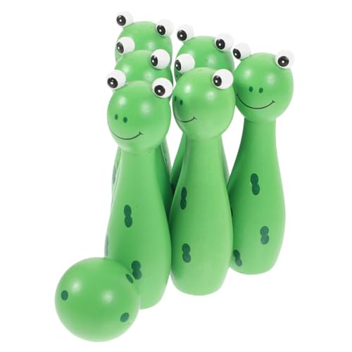 OSOLADY Bowling Set aus Holz Buntes Mini Bowlingspiel mit Sicheren Glatten Pins Einfach zu Bedienen Wetterfest für Drinnen und Draußen Fördert Koordination und Spielspaß von OSOLADY