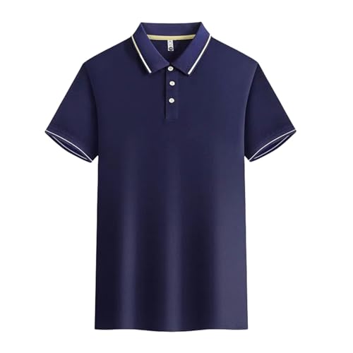 OTBEHUWJ T-Shirt Shirt Herren Sommer Herren Kurzarm Polo Shirt Herrengeschäft Casual Polo Shirt-Dunkelblau-S von OTBEHUWJ