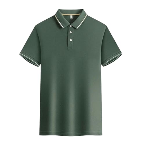 OTBEHUWJ T-Shirt Shirt Herren Sommer Herren Kurzarm Polo Shirt Herrengeschäft Casual Polo Shirt-Grün-L von OTBEHUWJ