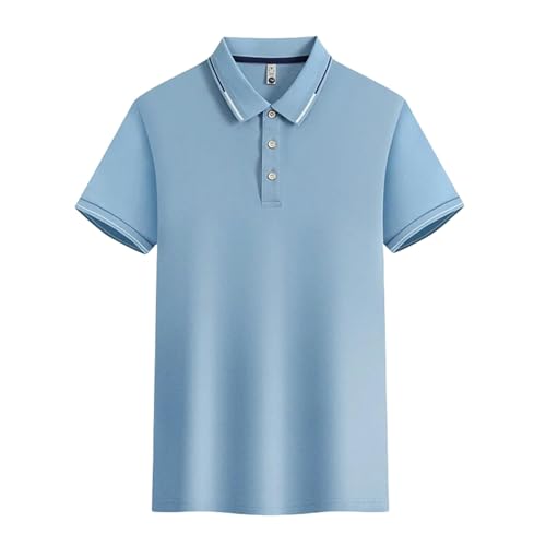 OTBEHUWJ T-Shirt Shirt Herren Sommer Herren Kurzarm Polo Shirt Herrengeschäft Casual Polo Shirt-Hellblau-XXL von OTBEHUWJ