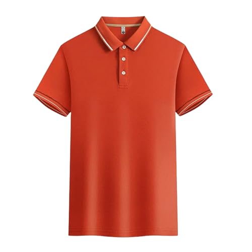 OTBEHUWJ T-Shirt Shirt Herren Sommer Herren Kurzarm Polo Shirt Herrengeschäft Casual Polo Shirt-Orange-S von OTBEHUWJ