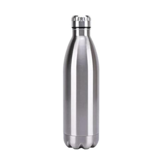 OTBEHUWJ Tasse Doppelwand Edelstahl Wärmewasserflasche Sport Thermosflasche Isolierter Kolben Halten-750 Ml-Silber von OTBEHUWJ
