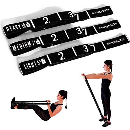OTHERSPORTS® Fitnessband 3er Set Widerstandsbänder mit 8-Schlaufen Fitnesstraining, Gymnastik, Yoga und Reha Übungen von OTHERSPORTS