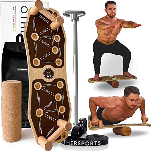 OTHERSPORTS Sportboard - Trainingsgeräte für zuhause – Home Gym Equipment für ein ideales Training zuhause Balance Board Bundle BrownGrip von OTHERSPORTS