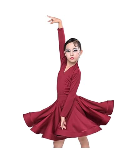OTMYIGO Mädchen Latin Dance Kleid für Gesellschaftstanz Rumba Samba Wettbewerb Tanzkostüm Kind Karneval Jazz Dancewear,A11,110 von OTMYIGO