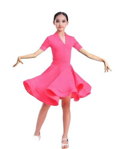 OTMYIGO Mädchen Latin Dance Kleid für Gesellschaftstanz Rumba Samba Wettbewerb Tanzkostüm Kind Karneval Jazz Dancewear,A4,130 von OTMYIGO