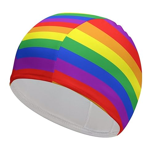 OTRAHCSD Badekappe Regenbogen Flagge Badekappe Badekappe für langes kurzes Haar von OTRAHCSD